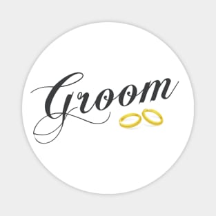 Simple and Elegant Groom Calligraphy with Wedding Rings Magnet